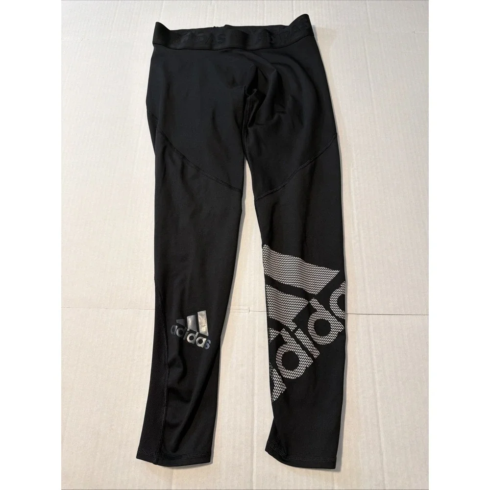 Adidas Alphaskin Climacool Mens Large Black Silver Logo Compression Tights